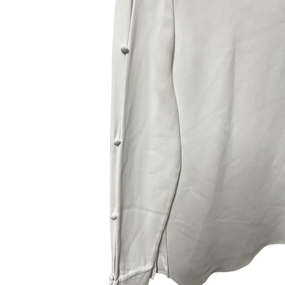 Massimo Dutti | Women's White Boat Neck Open Buttoned Long Sleeved Top - Picture 4 of 7